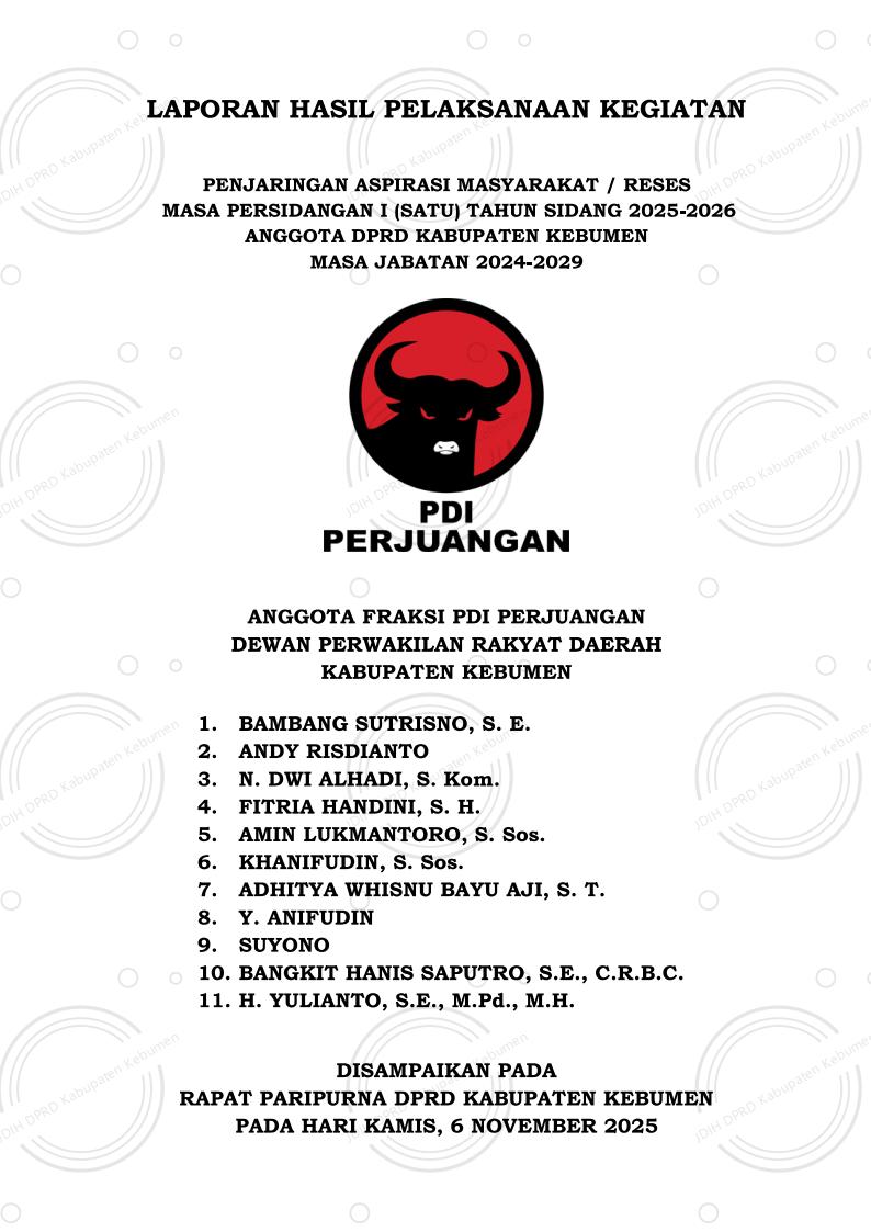 Laporan Reses Fraksi PDI Perjuangan Masa Persidangan I Tahun Sidang 2025–2026